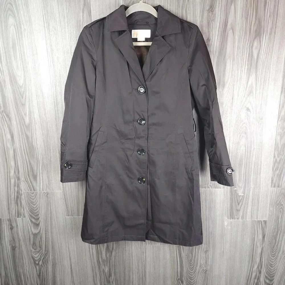 Michael Kors Womens Petite Trench Coat Espresso Brown Removable Liner PP‎